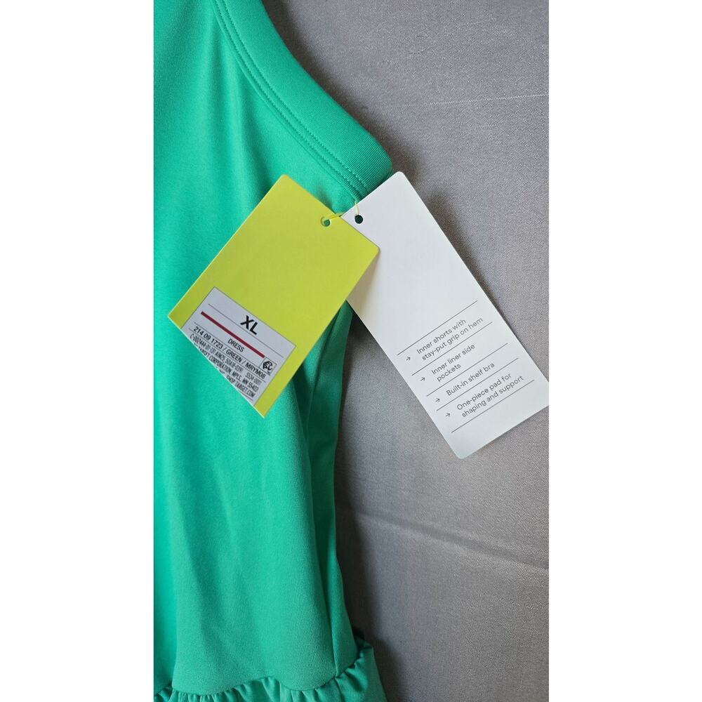 AllInMotion Dress Women XL Green Inner Shorts Pocket Stripe Athletic Pickleball - Picture 3 of 9